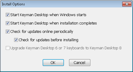 Keyman 8 install options