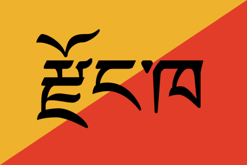 Dzongkha over bhutan flag colours